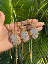 Load image into Gallery viewer, Studded Hamsa Hand Necklace
