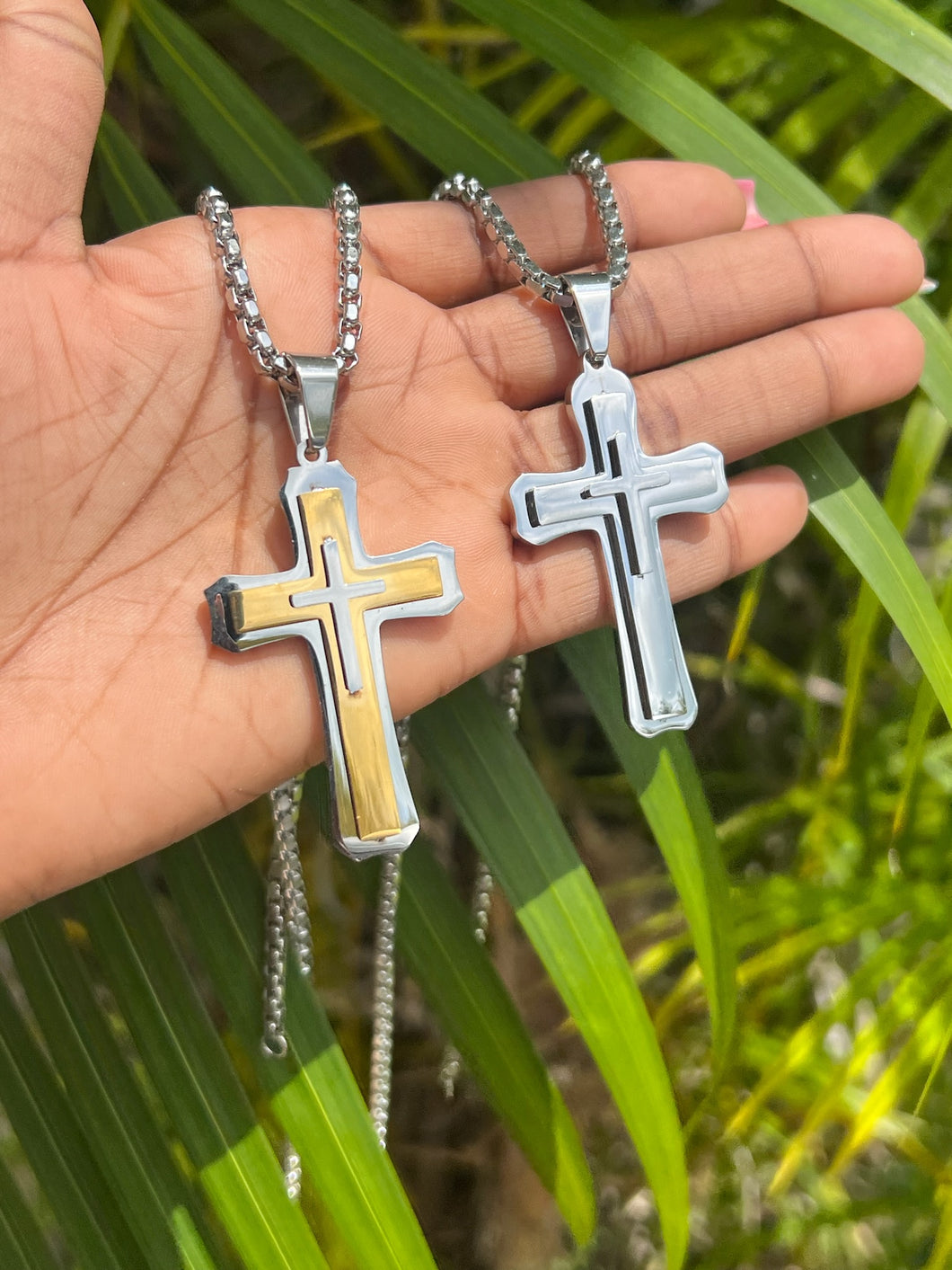 Dual Silver Cross Necklace (3)