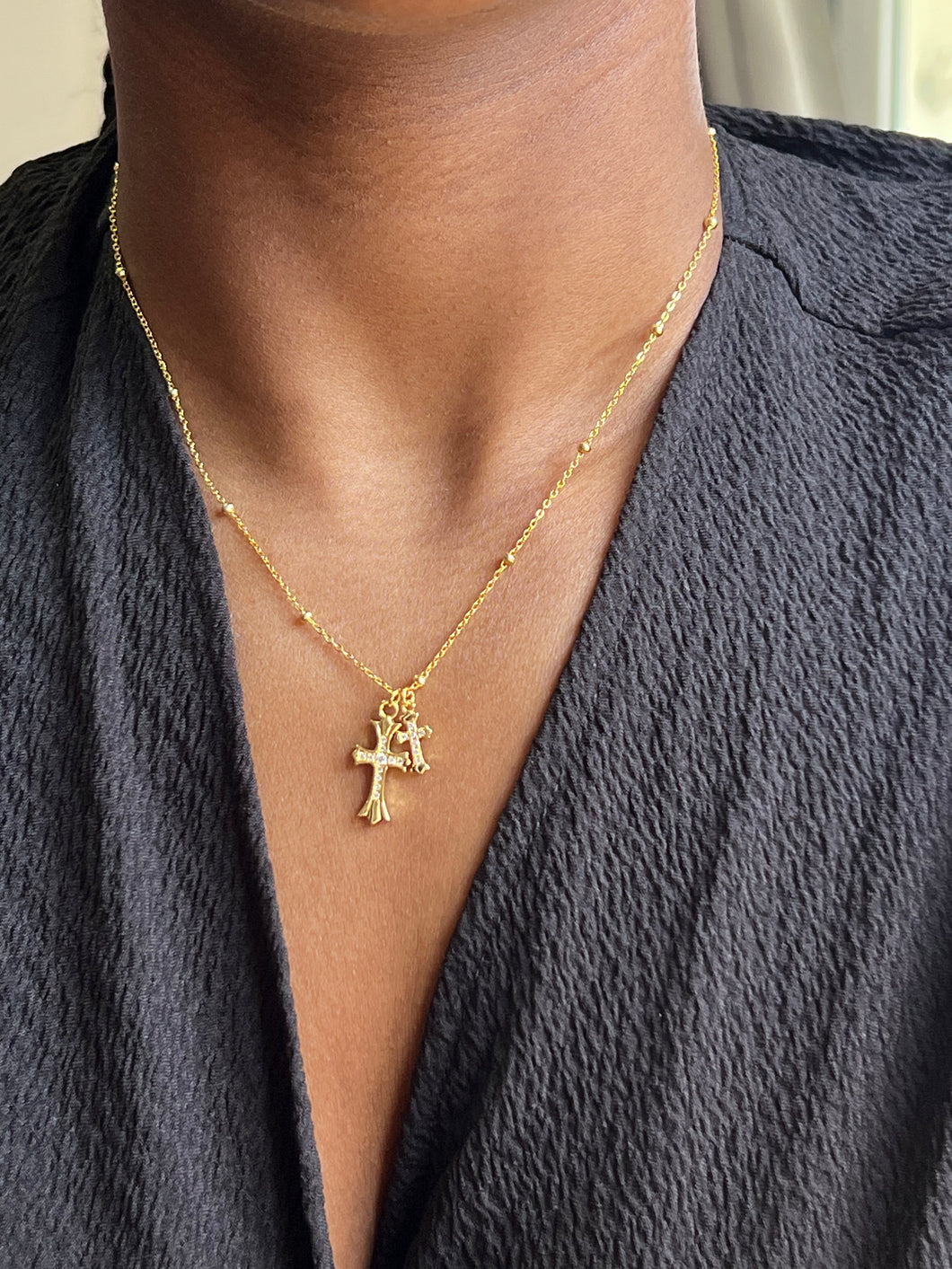 Double Cross Necklace