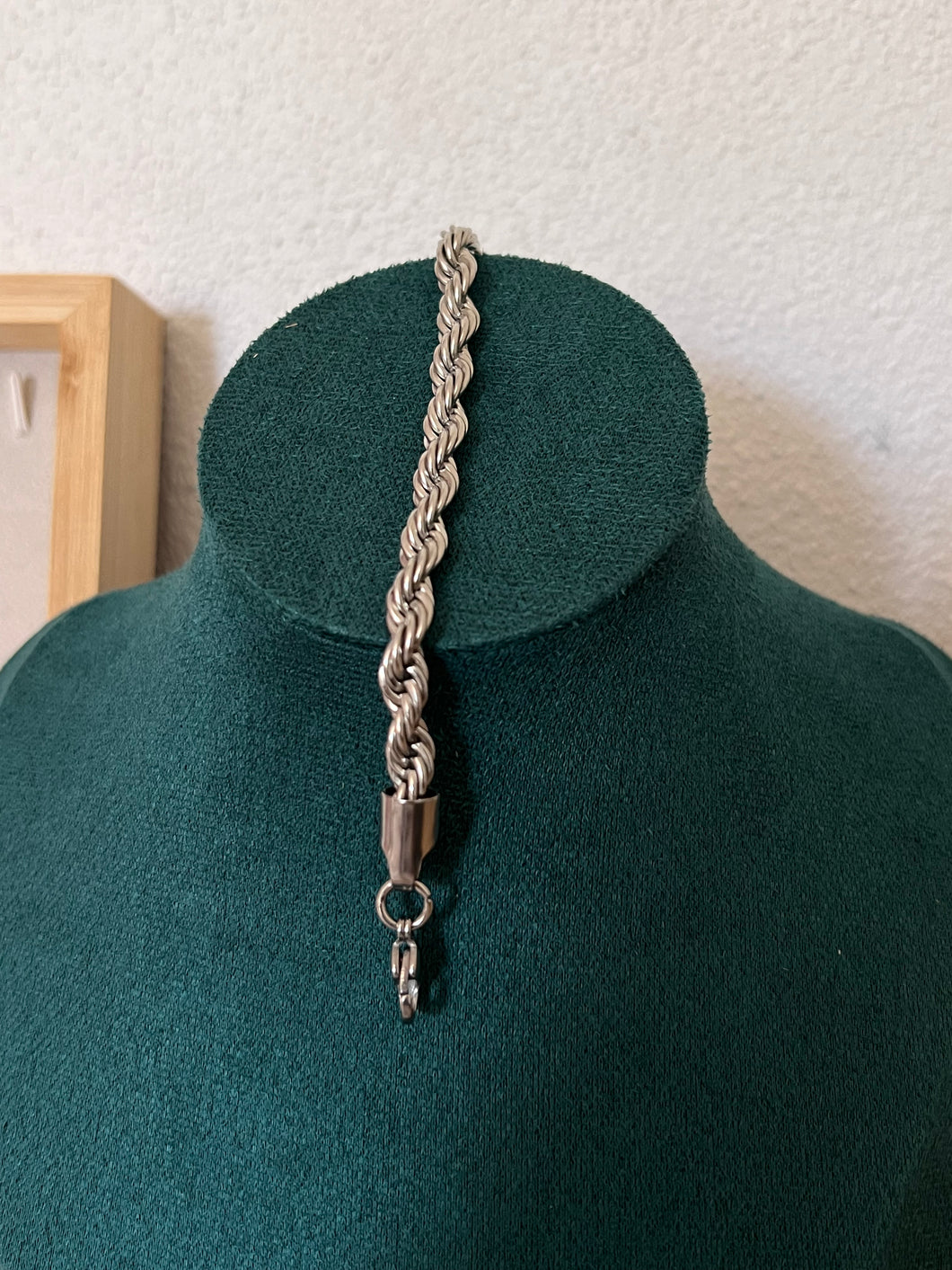 Chunky Silver Rope Bracelet