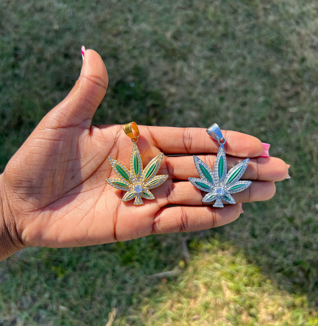 Green Studded Weed Necklace