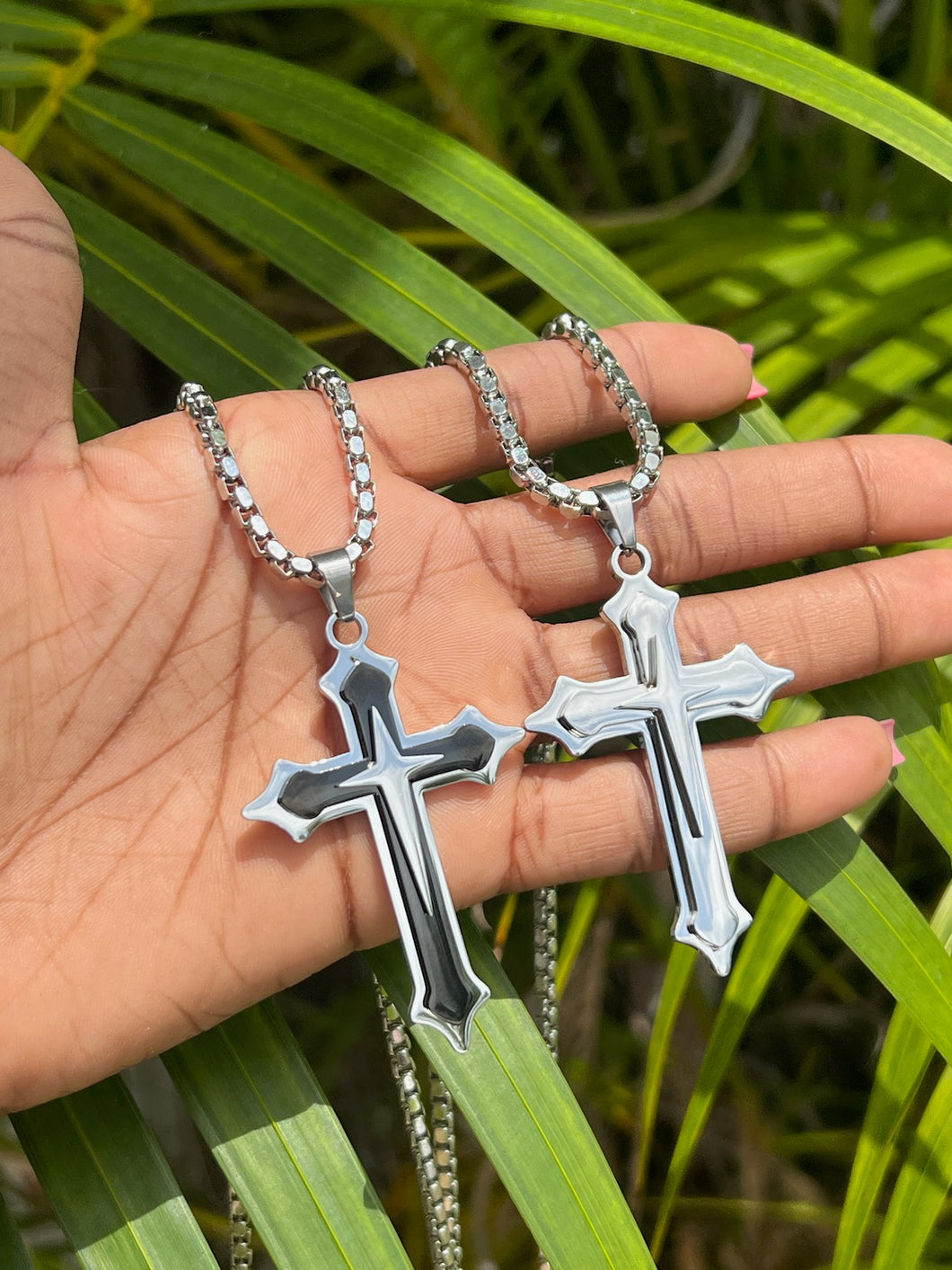 Dual Silver Cross Necklace